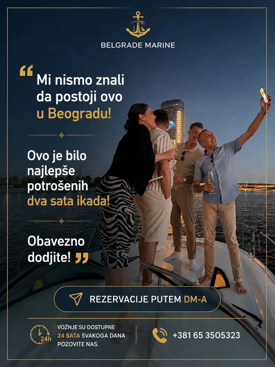 Belgrade Marine galerija — večernje druženje na jahti u Beogradu