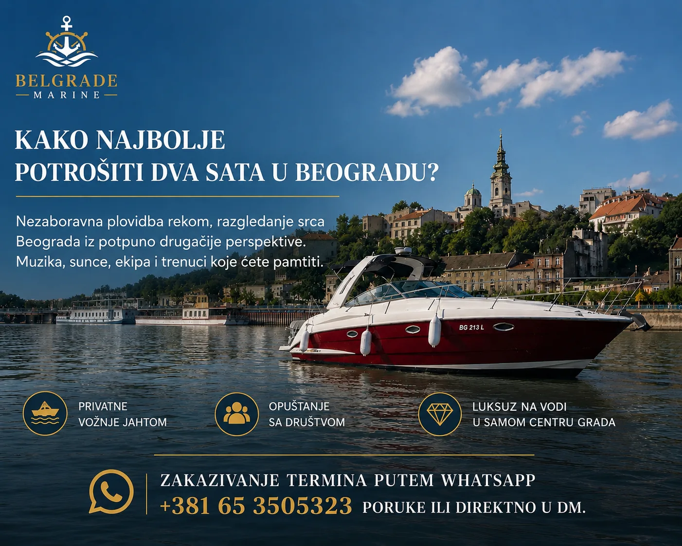 Belgrade Marine galerija — privatna vožnja jahtom u Beogradu